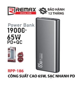 Trang chủ 133 Pin Sạc Dự Phòng cho Laptop và điện thoại Remax RPP-186 19000 mAh