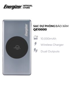 Trang chủ 46 Sạc dự phòng Energizer BÁO XÁM 10,000mAh QE10000 - tích hợp sạc không dây 5W, 3 cổng output tiện lợi - Hàng chính hãng