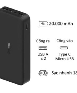 Alternative view of Pin sạc dự phòng Xiaomi Redmi 20000 mAh Fast Charge 18W, Đầu vào (Micro-Usb/ Type-C), Đầu ra(USB-A x2)