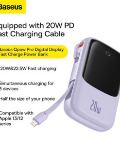 Alternative view of Pin sạc dự phòng Baseus 10000mAh PD có dây cáp cho điện thoại