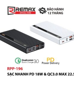 Trang chủ 131 Pin sạc dự phòng Hunyo series II Remax RPP-196 20000mAh sạc nhanh PD QC3.0 4 cổng USB max 22.5W